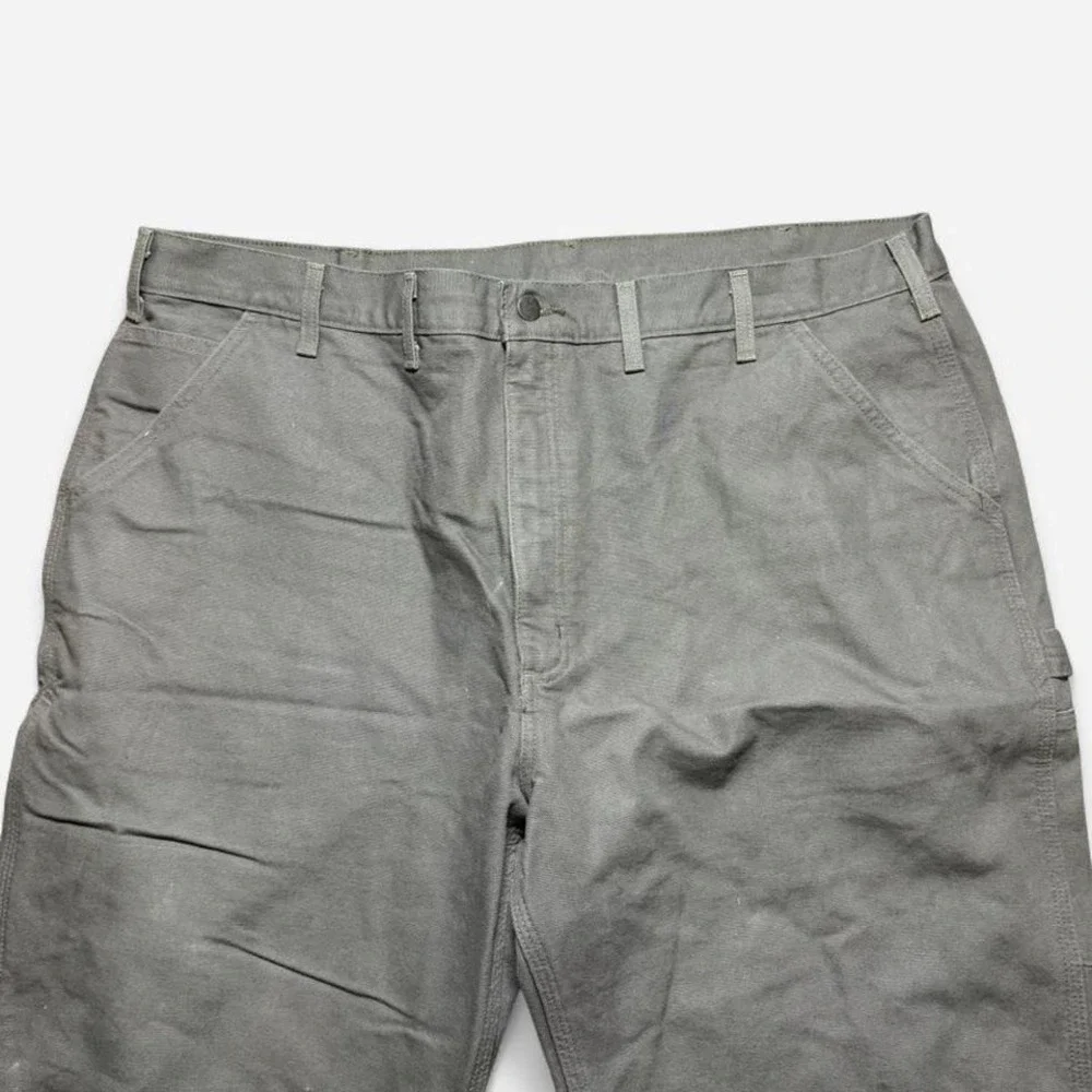 Carhartt Canvas Plaid Lined Dungaree Utility Pants‎ Gray Size 44x32 B111 MOS